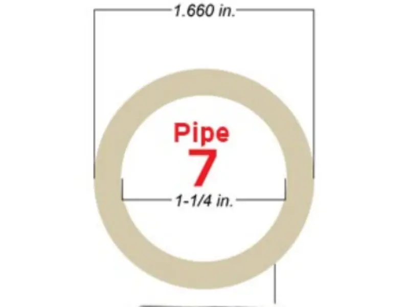 Size 7 pipe dimensions used for our galvanized steel slide-on pipe fittings