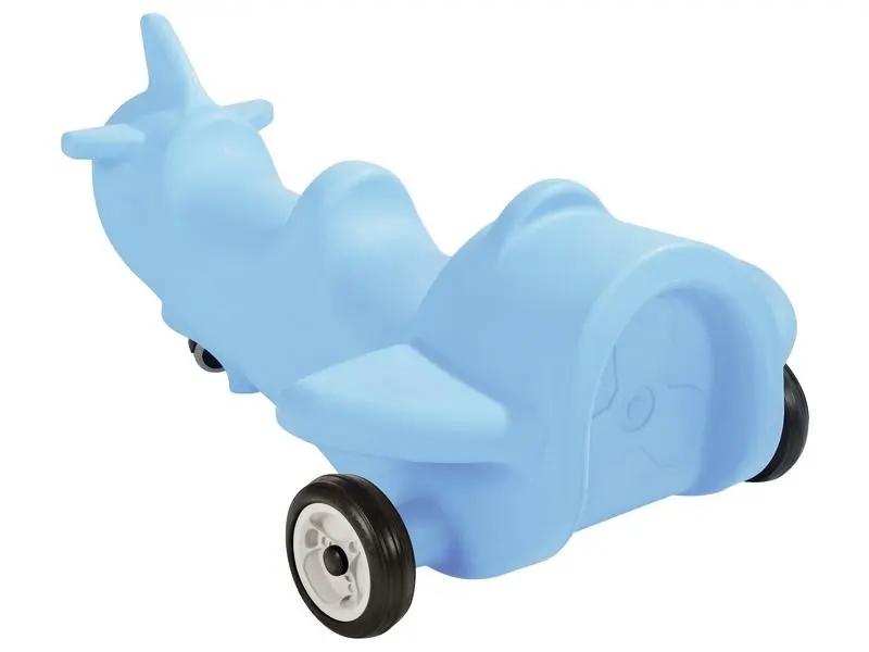 Airplane Double Pushalong blue two-seat toddler ride-on promoting teamwork, balance, and coordination through play.