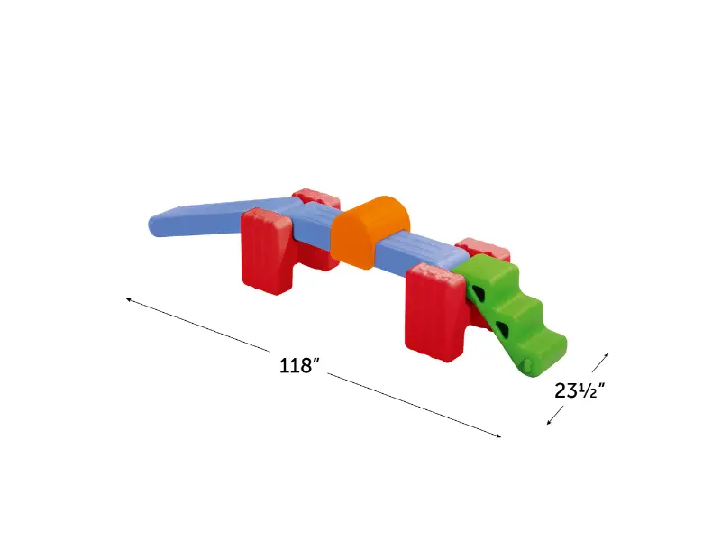 outdoor play structure featuring interconnected platforms and ramps supporting strength building, coordination, and active group play
