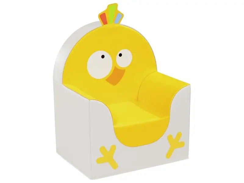 bright, bird-themed foam armchair offering cheerful comfort for sensory or reading corners