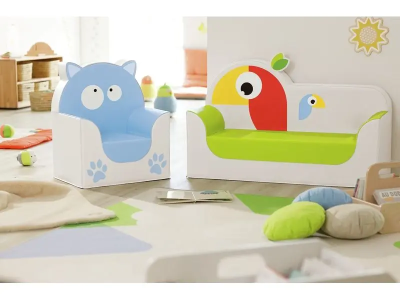 inviting cat-themed armchair promoting relaxation and imaginative storytelling during circle or reading time