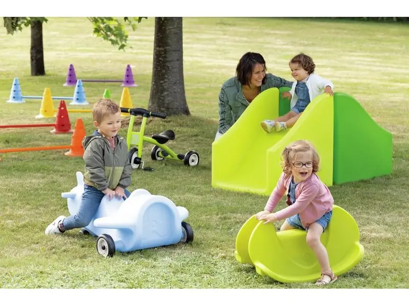 early learning plastic play ramp with integrated steps promoting gross motor confidence and coordinated movement