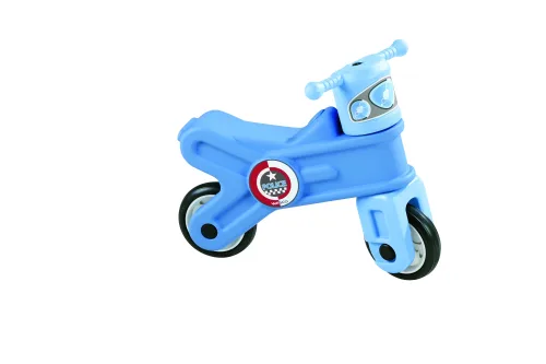 Blue Motorcycle toddler ride-on developing balance, coordination, and strength through safe, active play indoors or outdoors.