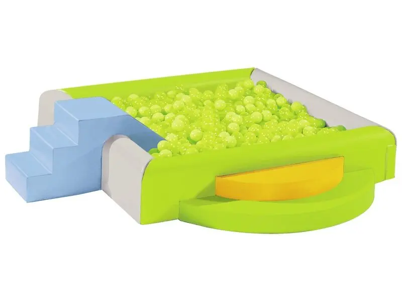 Climbing Ball Pool with Ramp soft foam ball pool for toddlers featuring a gentle ramp and safe walls to build motor skills and balance through play.