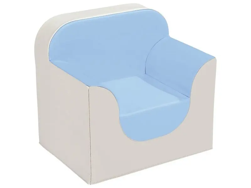 soft foam armchair in blue offering comfortable, child-sized seating for reading corners, play areas, and early learning spaces