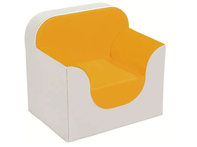 orange soft foam armchair providing sturdy, comfortable seating for children in early learning, sensory, and play spaces