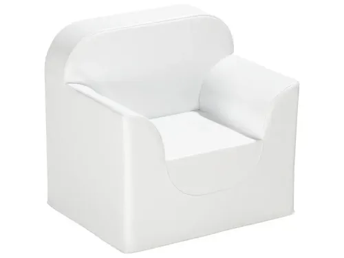 soft white armchair offering gentle support and deep seating comfort ideal for sensory corners and quiet spaces