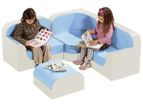 blue corner seating kit combining style and comfort for flexible classroom layouts, reading corners, and social spaces