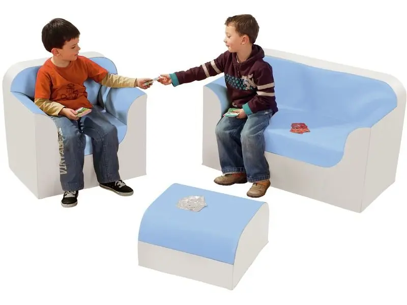 blue modular corner sofa kit creating a cozy seating zone for reading, relaxation, and collaborative learning