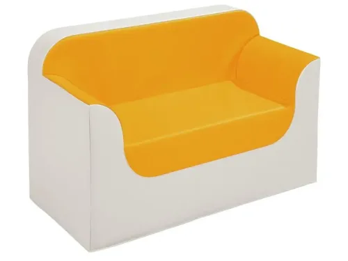 orange soft foam sofa providing sturdy, inviting seating ideal for daycares, preschool classrooms, and collaborative play areas
