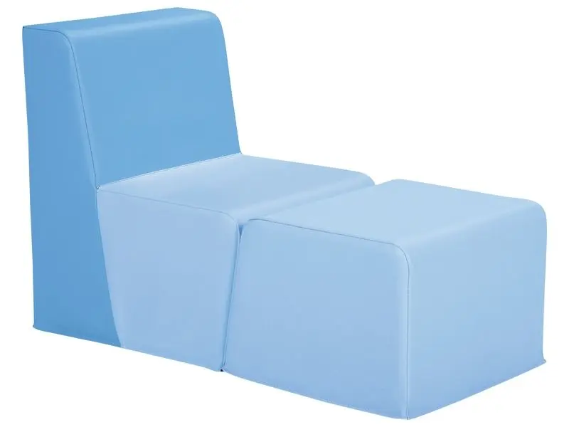 blue folding chair offering durable, supportive comfort for therapy spaces, quiet zones, or play environments