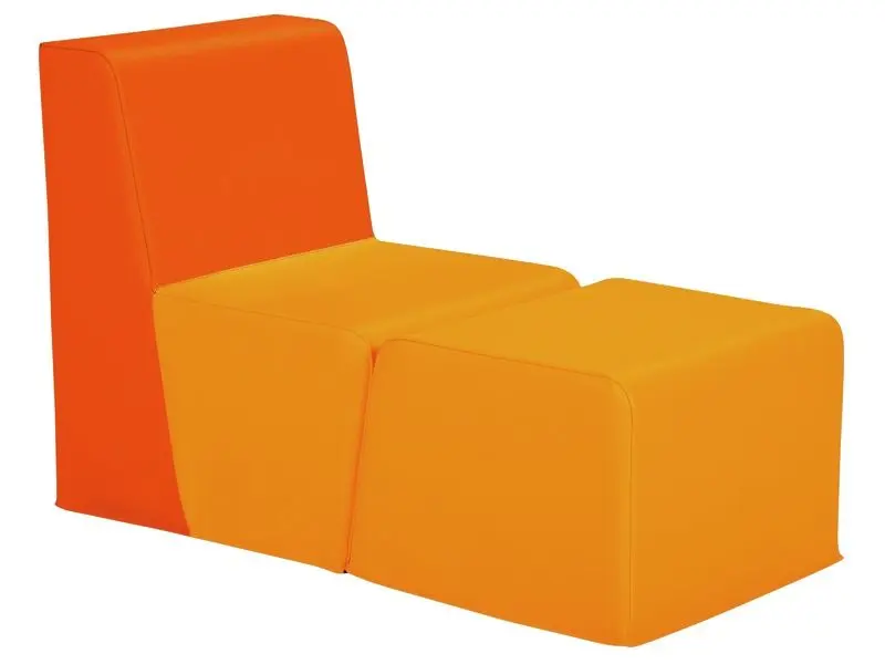 orange folding foam chair adding a bright, flexible seating option for collaborative or sensory environments