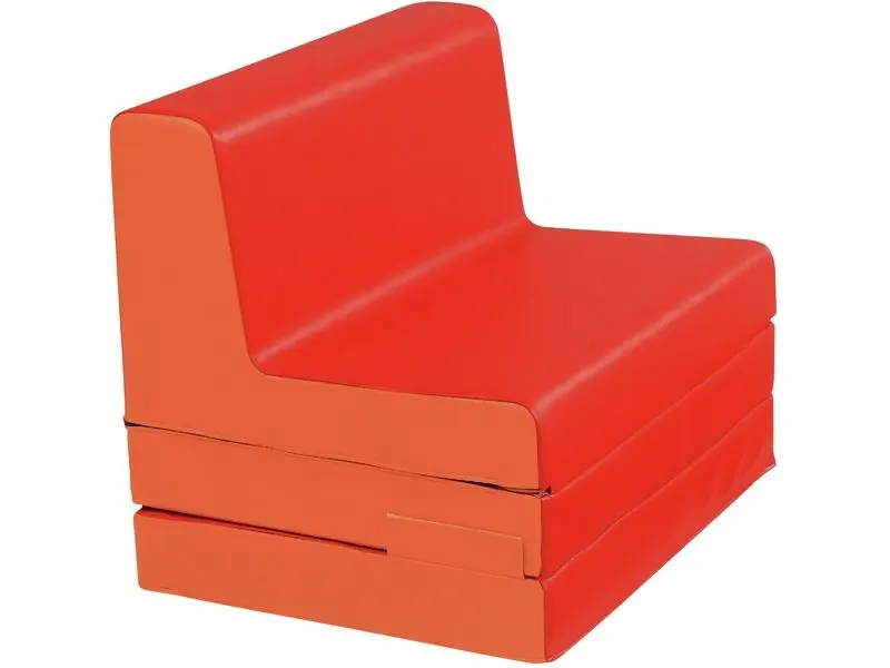 red soft-foam chair designed for durable comfort and flexible seating in group play or classroom areas