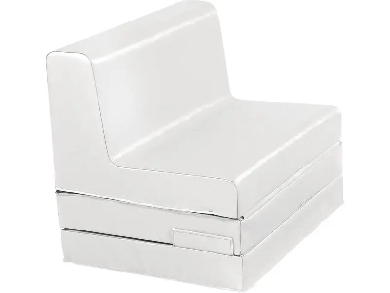 white convertible foam chair offering calm, modern seating for sensory or learning environments