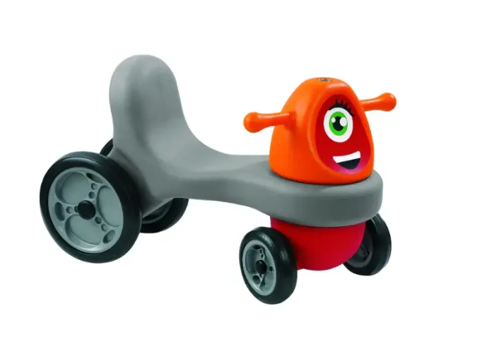 Dynamo Pushalong orange toddler ride-on developing balance, steering control, and gross motor skills through active play.