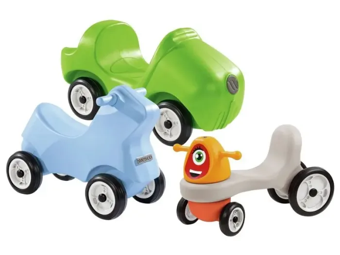 First Ride-On Set of three toddler ride-ons—Presto, Illico, and Dynamo—building coordination, balance, and confidence.