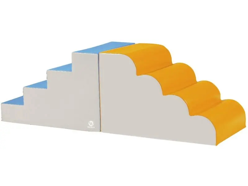 Foam Ascent Kit soft foam climbing set combining Maxi Bump and Four Steps to develop balance, coordination, and strength in toddlers.