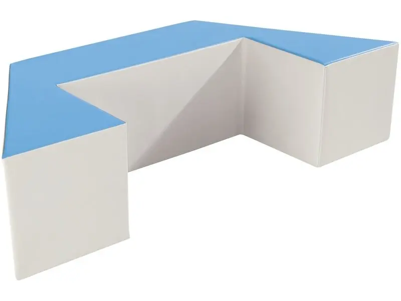 geometric half-hexagon foam block promoting balance, coordination, and imaginative construction during gross motor activities