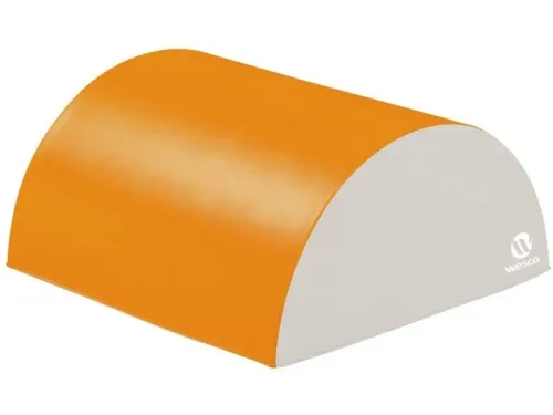 bright foam half-moon shape inviting creative stacking, rocking, and movement exploration in safe, active play environments