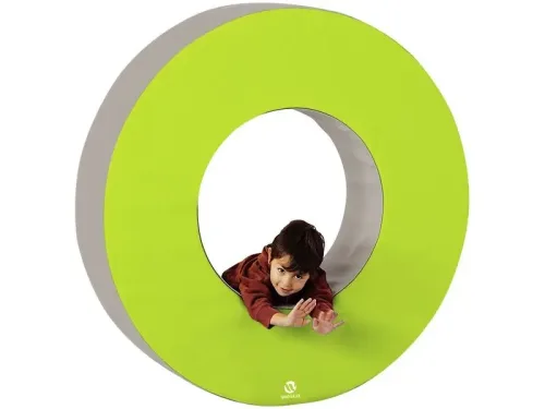 circular foam wheel encouraging rolling, climbing, and imaginative motion play while supporting balance and motor control