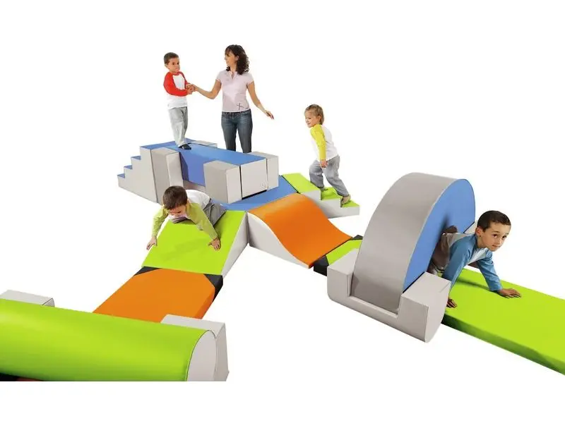 assortment of soft foam blocks arranged for active climbing, building, and sensory exploration in play and learning spaces