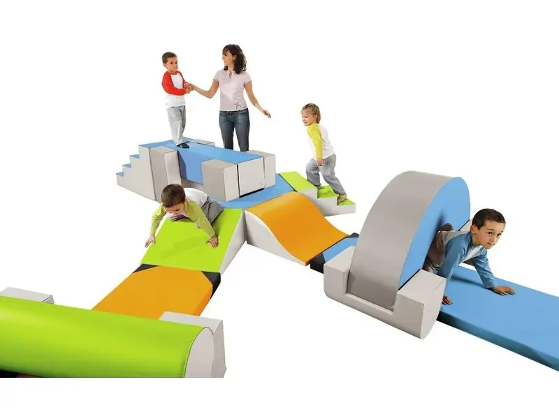 Four Steps soft foam climbing block with four pastel steps designed for toddlers to practice balance, coordination, and gross motor skills.