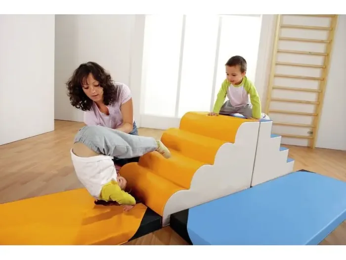 Four Steps soft foam climbing structure with tiered steps supporting safe movement, strength, and confidence in early-learning play spaces.