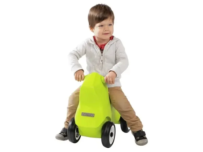 Illico Ride-On light green push toy developing early coordination, balance, and body awareness during play.