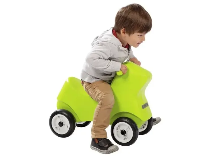 Illico Ride-On light green toddler ride-on encouraging balance, steering, and independent movement indoors or outdoors.