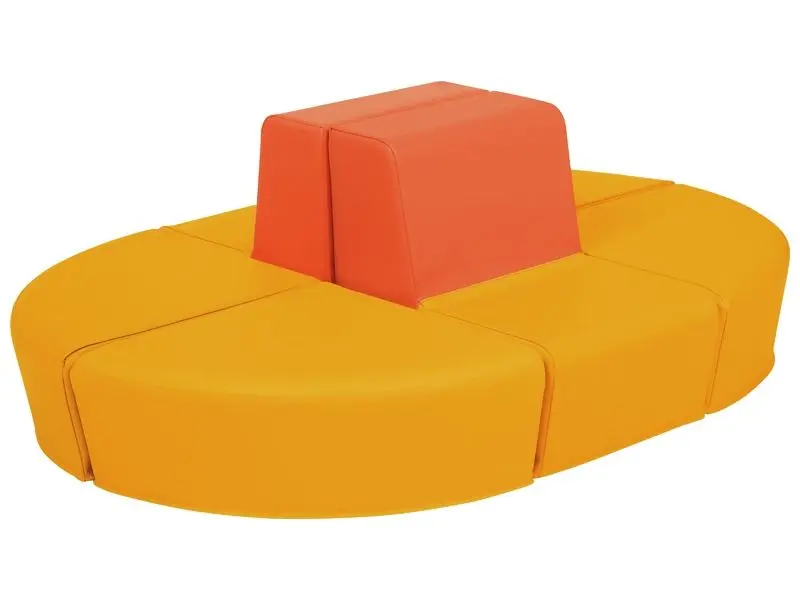 orange soft-foam island kit creating an inviting social hub for play, collaboration, and group learning activities