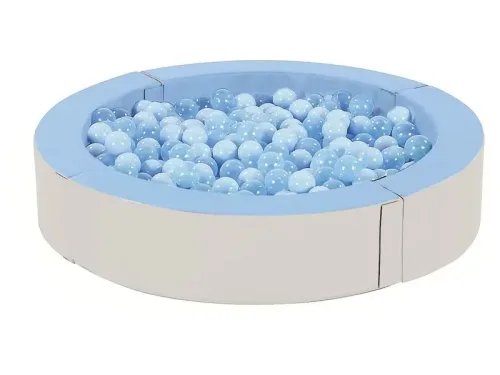 acuzzi Ball Pool in light blue and ivory soft foam designed for toddlers to build coordination, confidence, and sensory awareness through active play.