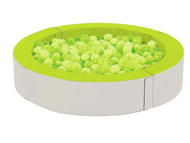 Jacuzzi Ball Pool in light green and ivory soft foam offering a cozy, enclosed space for toddlers to explore balance and sensory movement safely.