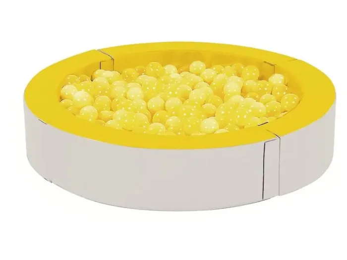 acuzzi Ball Pool in yellow and ivory soft foam designed for toddlers to build coordination, confidence, and sensory awareness through active play.