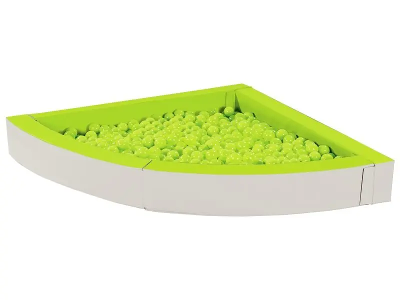 Large Corner Ball Pool in light green and ivory soft foam offering a spacious, secure play area for toddlers to enjoy sensory exploration and motor development.