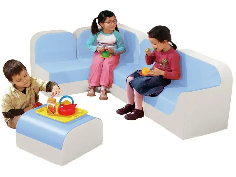 blue corner seating kit combining durability and style for open learning areas, social play spaces, and group interaction