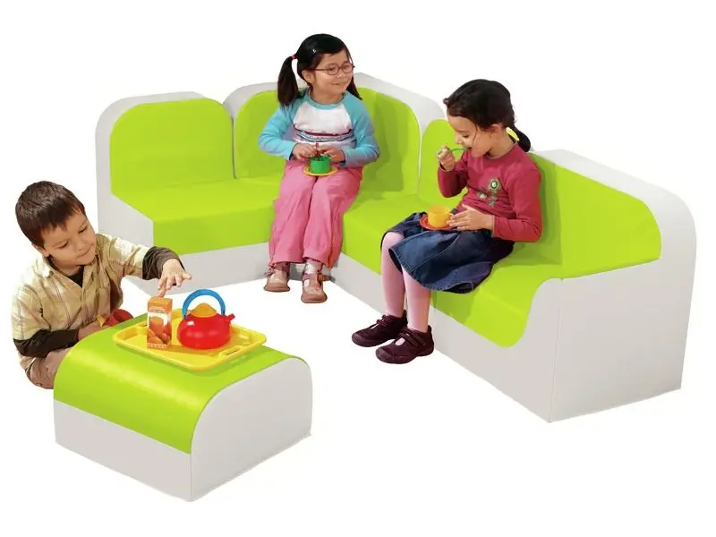 green modular corner sofa offering calm, cozy comfort ideal for classrooms, sensory spaces, or inclusive environments