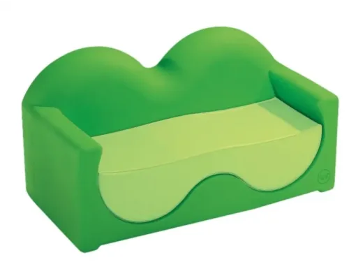 green soft-foam sofa promoting comfort and calm for relaxation zones, therapy rooms, and inclusive classrooms