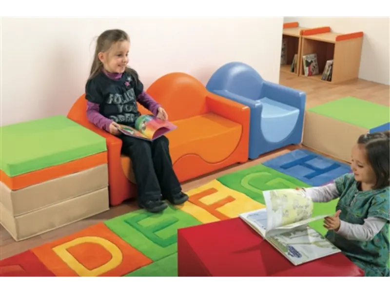 soft-foam sofa with rounded edges offering safe, comfortable seating for play spaces, classrooms, and sensory environments