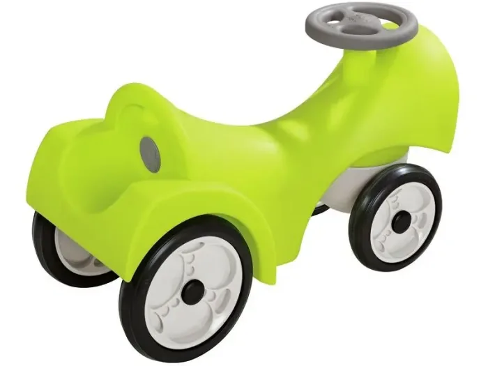 Loco Pushalong light green toddler ride-on with front-wheel steering supporting coordination and independent mobility.