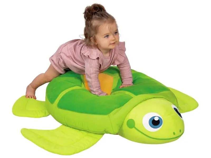 tortoise-shaped floor cushion providing soft, stable comfort for relaxation and sensory play
