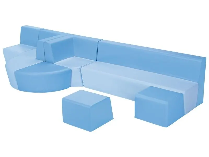 blue modular seating set providing cozy, durable comfort for group activities, reading corners, and collaborative play areas