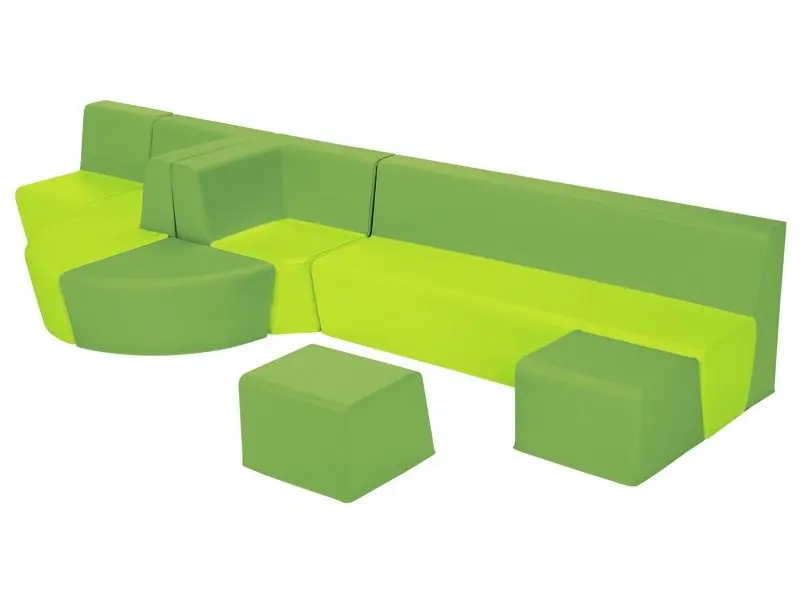 green soft-foam lounge promoting relaxation, group play, and focus in early learning and inclusive classrooms