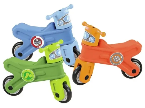 Motorcycle ride-on group set for toddlers supporting active play, steering skills, and coordination indoors or out.