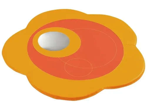 soft reflective play mat with floral tones enhancing sensory engagement and self-recognition through mirror play