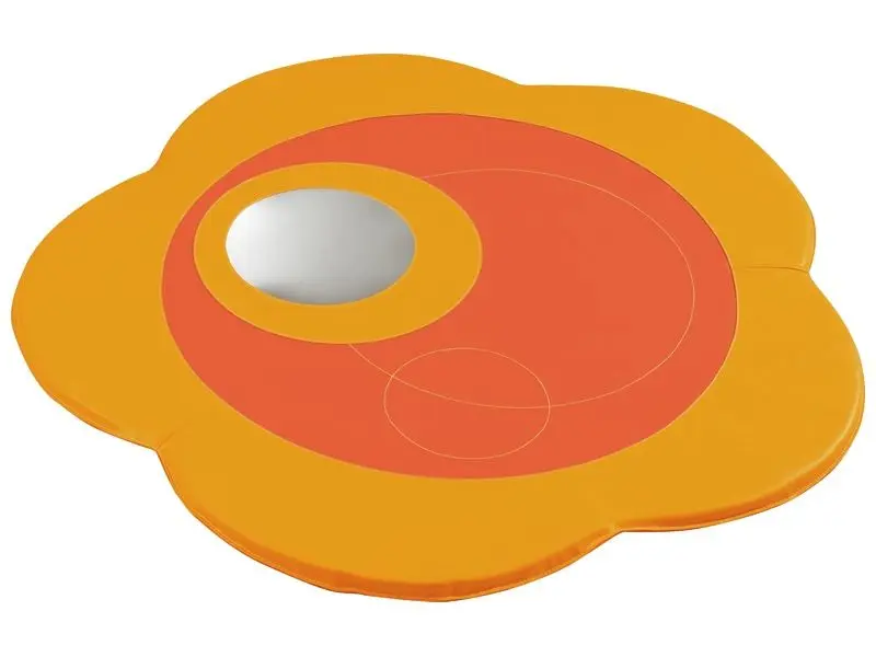 soft reflective play mat with floral tones enhancing sensory engagement and self-recognition through mirror play