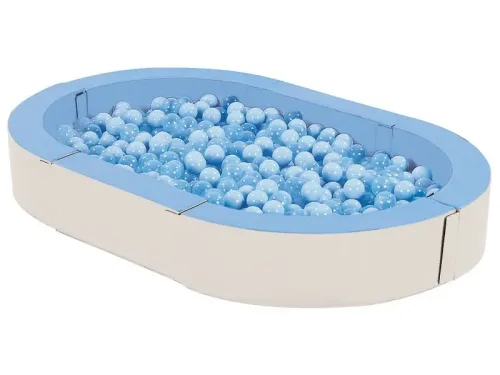Oval Ball Pool soft foam play pool in blue offering a safe, enclosed space for toddlers to enjoy sensory play and develop balance and coordination.