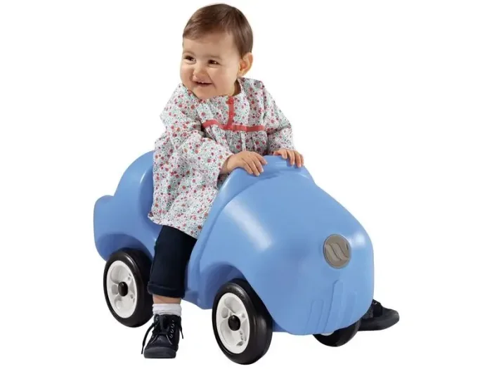 Presto Rider in blue soft plastic design helping toddlers develop mobility, stability, and coordination safely.