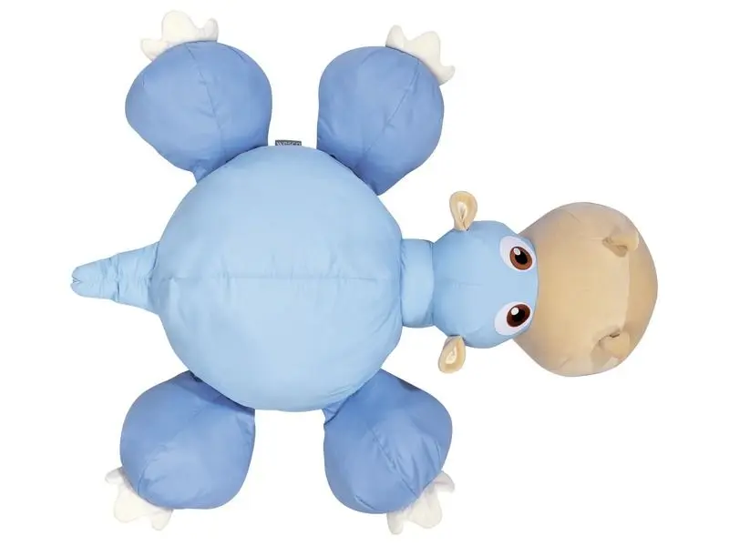 large hippo-shaped floor cushion providing soft, supportive seating for relaxation and sensory play