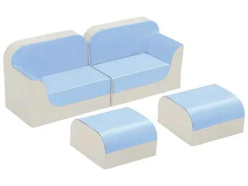 blue modular lounge kit combining comfort and style for group seating, early learning zones, and social play spaces