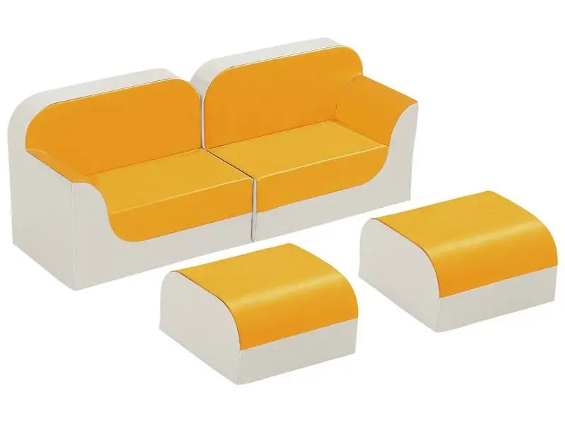 orange modular sofa kit bringing warmth and energy to collaborative learning and sensory seating areas